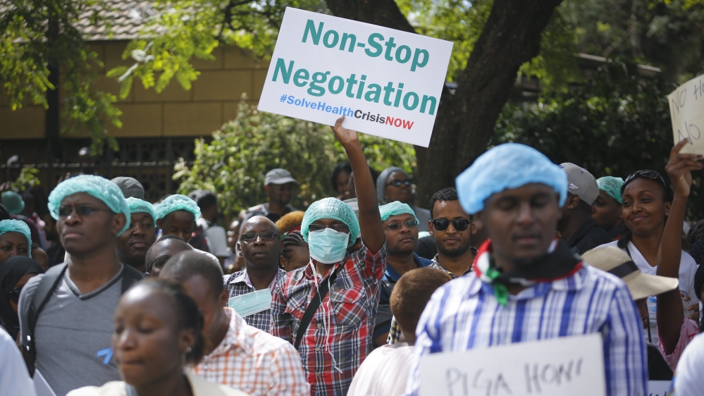 Kenyan doctors and healthcare workers protest