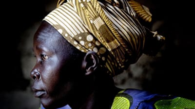 Thirty-five-year-old Edina Itaya inside her clay hut in the Bidibidi settlement [Yilmaz Polat/Al Jazeera]