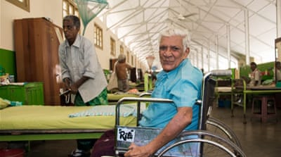 Edward de Alwis was admitted to the Hendala Leprosy Hospital as a 14-year-old. He has been a patient there for 75 years [Smriti Daniel/Al Jazeera]