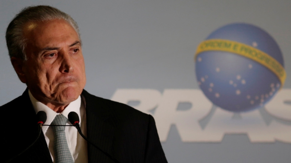 Brazil''s President Michel Temer speaks at the Planalto Palace in Brasilia