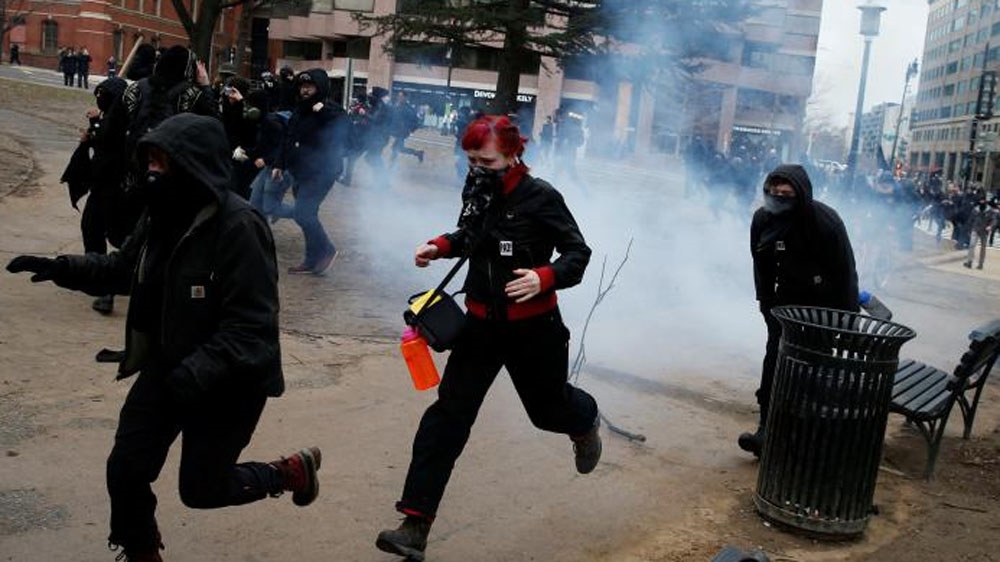 Anti-Trump protests have continued steadily since the mass demonstrations on Inauguration Day [Adrees Latif/Reuters] 