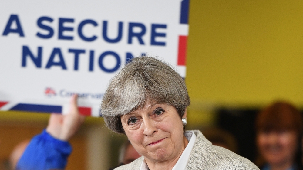 Britain''s Prime Minister Theresa May attnds a campaign event in Twickenham, London