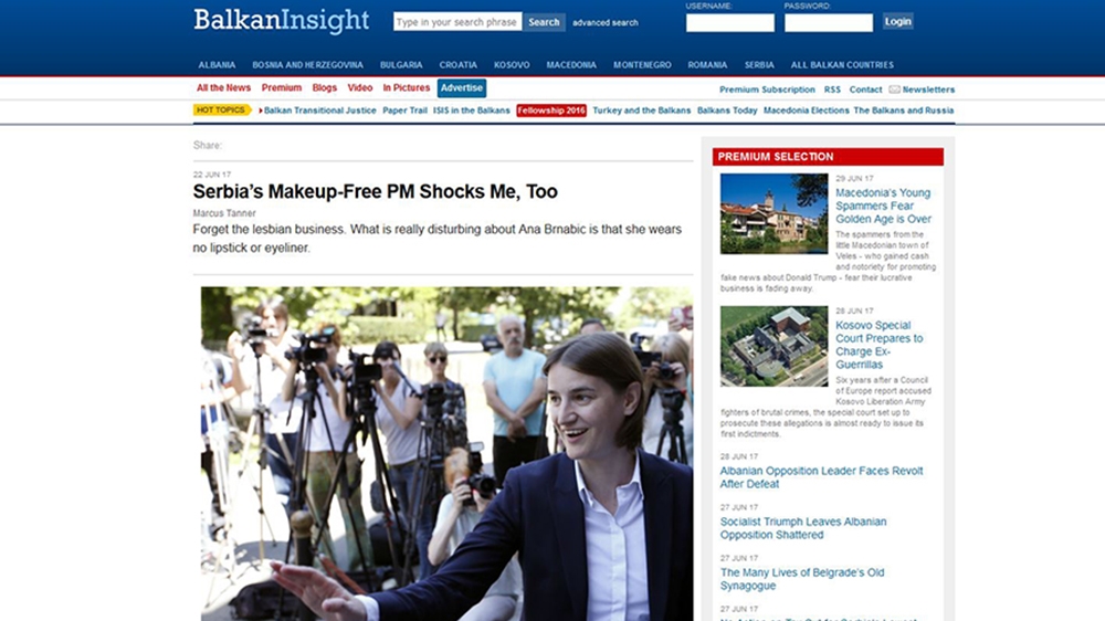 A snapshot of Marcus Tanner's article in the Balkan Insight [screengrab]