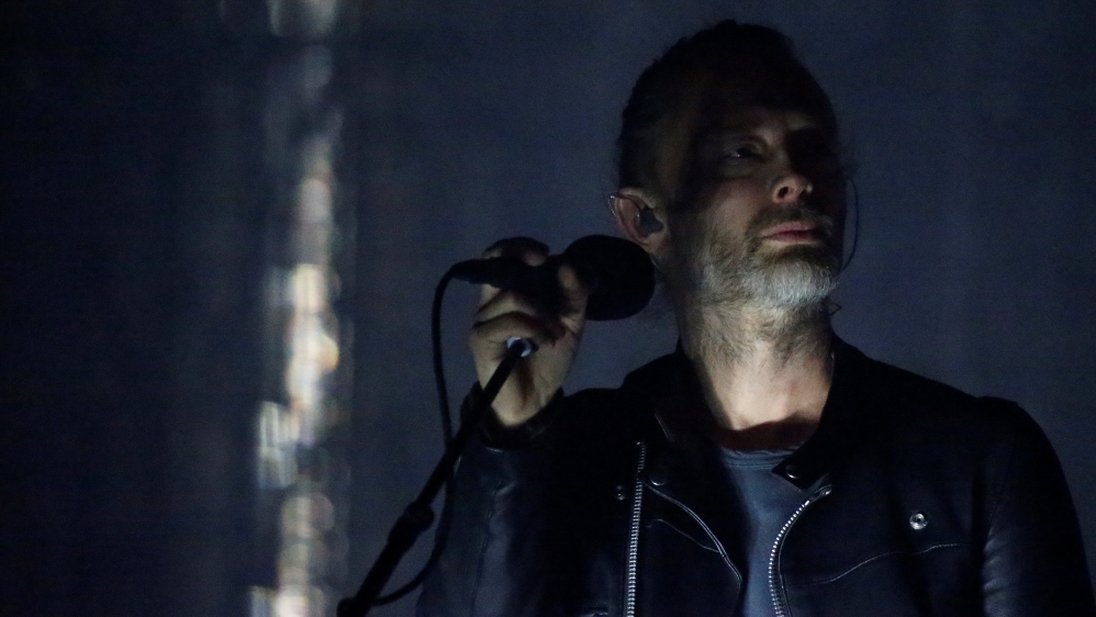 Lead singer of Radiohead Thom Yorke performs on the opening day of the Coachella Valley Music and Arts Festival