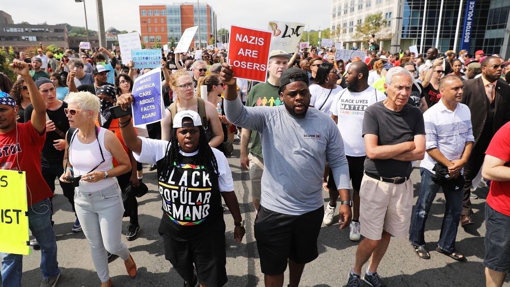 Comprised largely of young women and men of all races, religions and politics Antifa has confronted racial and religious supremacists who seek to intimidate the marketplace of ideas and resort to deadly violence whenever that effort fails or where it proves to be more convenient, writes Cohen [Spencer Platt/AFP ] 