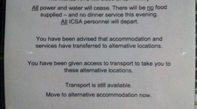 The final message posted at the Manus detention centre, urging refugees to move out [Courtesy of @ManusAlert Telegraam]