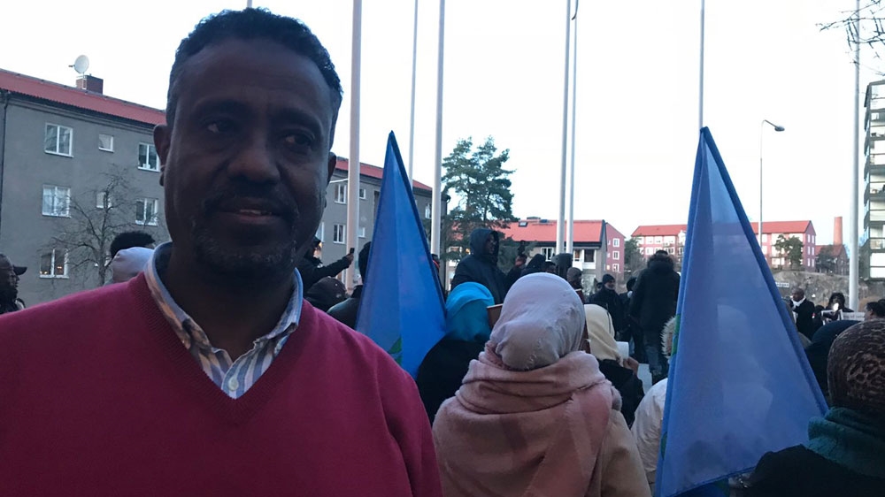 Eritreans protested in Stockholm [Fatma Naib/Al Jazeera]