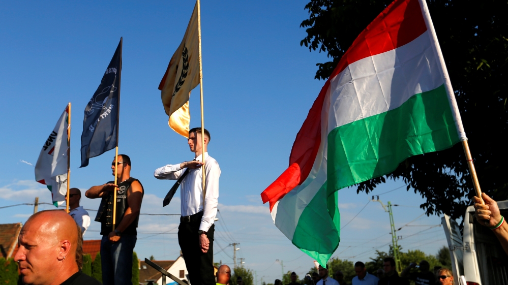 The new far-right Force and Determination movement has called for open racism against Roma and refugees [Laszlo Balogh/Reuters]