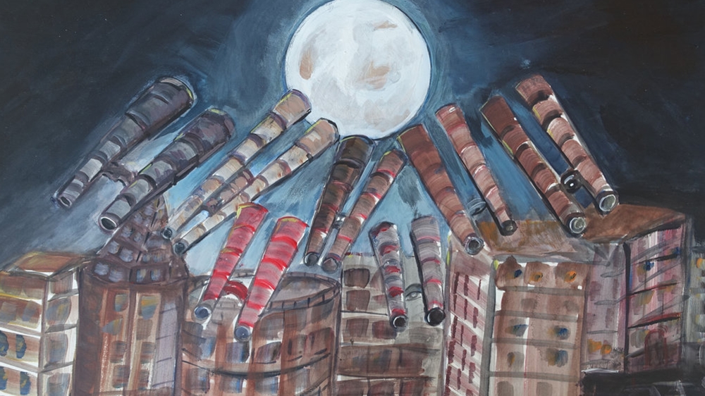 “Untitled (Binoculars pointing at the moon)”