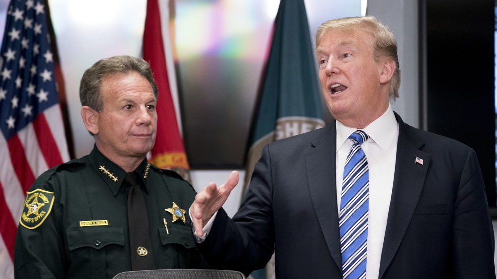 Trump has been criticised for taking money from the NRA gun lobby group [Andrew Harnik/AP]