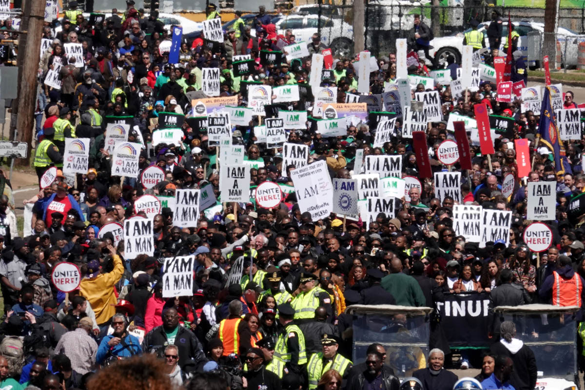 People march in an I AM 2018 March and Rally during events surrounding the 50th anniversary of the death of civil rights leader Martin Luther King Jr. in Memphis, Tennessee, U.S. April 4, 2018. REUTER