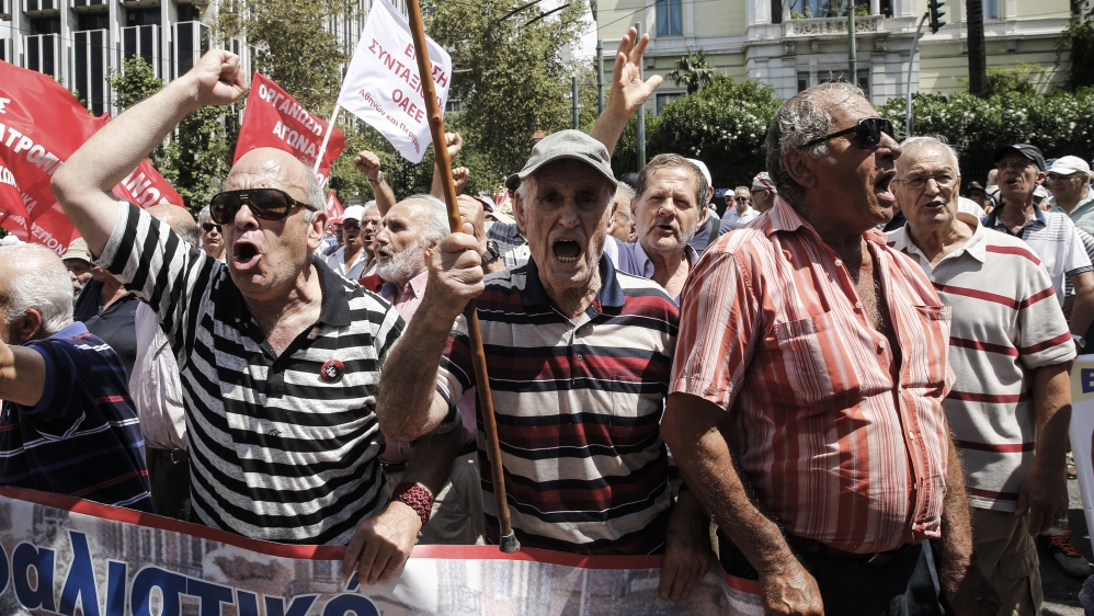 Retirees march against austerity measures in Greece