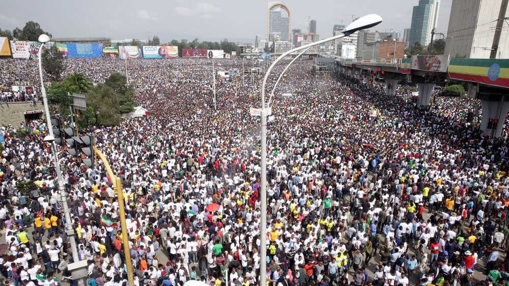 Thousands of Ethiopians attended the rally in support of the new Prime Minister Abiy Ahmed in Addis Ababa [Reuters]