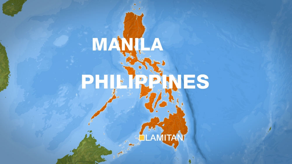 Philippine map showing Lamitan City and Manila