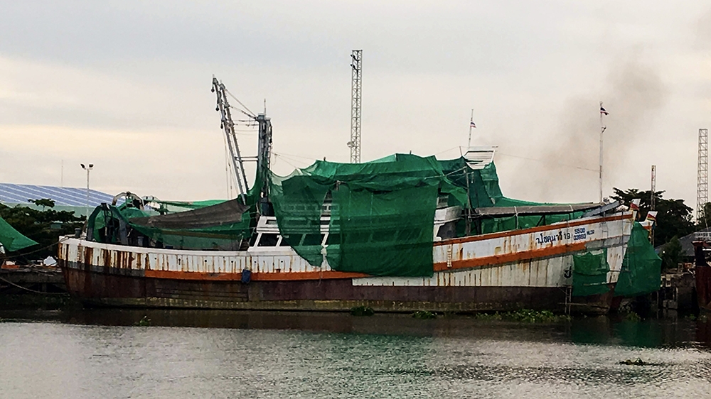 While it's not known if this ship is used for slave labour, ships like this carry forcibly employed fishermen across the waters of Southeast Asia. A crew of around 30 would work on a trawler of this size. Sleeping quarters are tiny, windowless berths in the hull [JJ Rose/Al Jazeera]