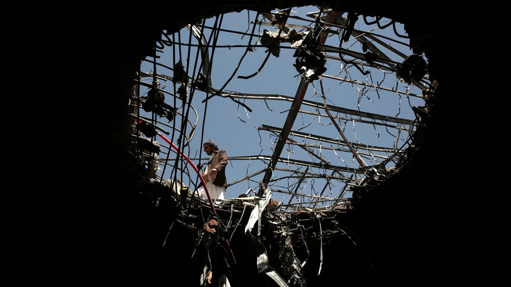 File image - Saudi air strike on a funeral hall in Yemen