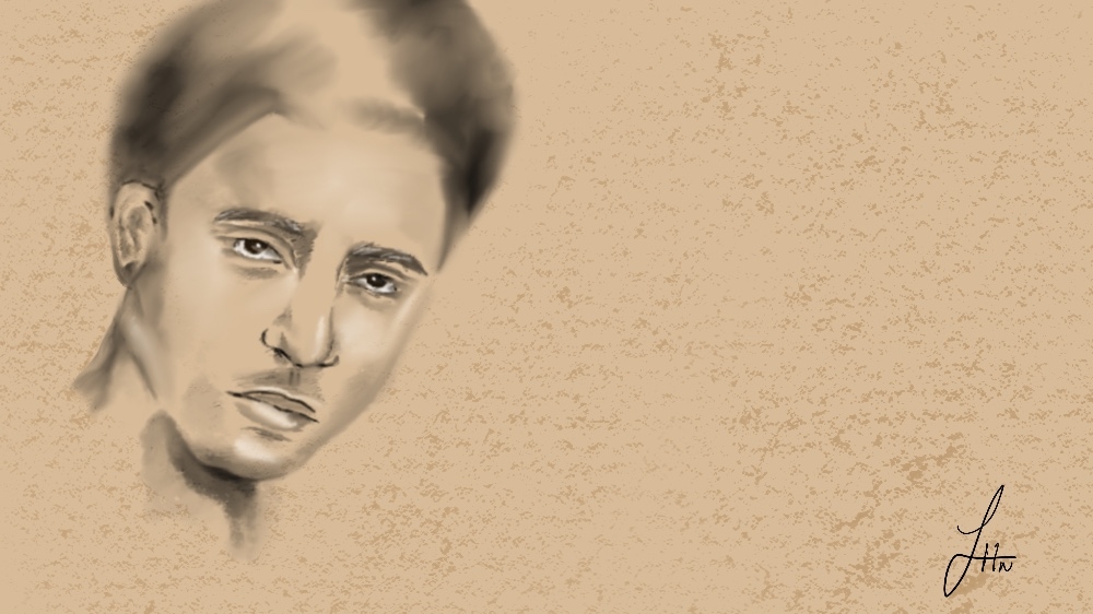 
A portrait of slain singer Khojali Osman, in the early 1970s [Illustration by Jawahir Hassan Al-Naimi/Al Jazeera]
