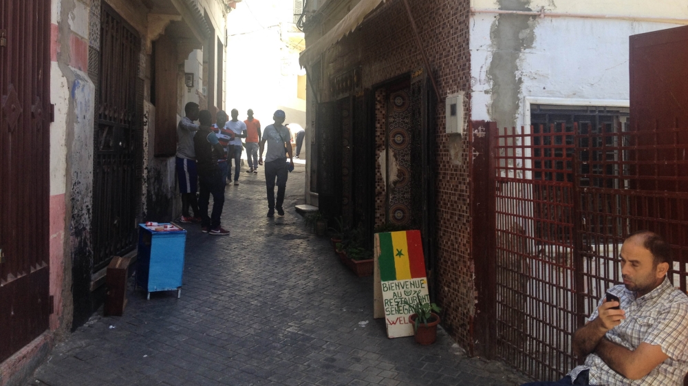 Migrants and refugees often meet in the newly set up cafes, such as this one for Senegalese arrivals in Tangier's old town [Joe Wallen/Al Jazeera]