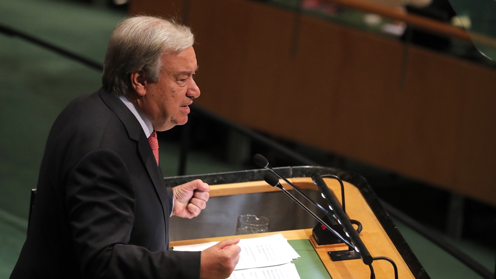 During his speech, the UN chief also warned against the rise of populism around the world [Reuters]