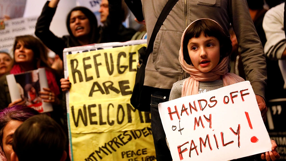 Trump's travel ban restricts entry to the US for nationals of six Muslim-majority countries [Patrick T Fallon/Al Jazeera] 