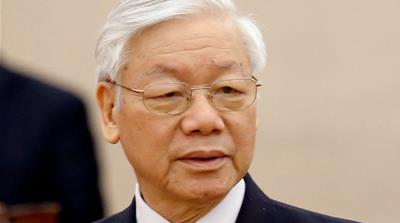 The Communist Party's General Secretary Nguyen Phu Trong in Hanoi in April [Nguyen Huy Kham/Reuters]