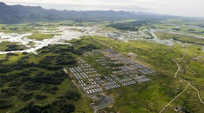 An aerial view of the Hla Phoe Khaung transit camp for returning Rohingya [Ye Aung Thu/Pool via Reuters]