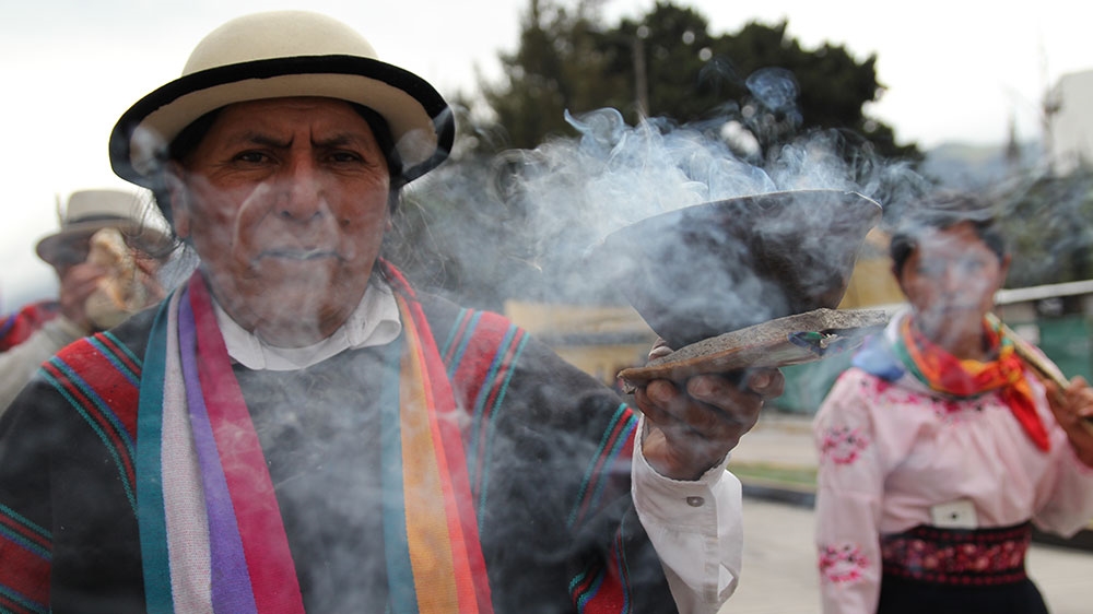 The protesters demanded a meeting with President Lenin Moreno [Kimberley Brown/Al Jazeera] 