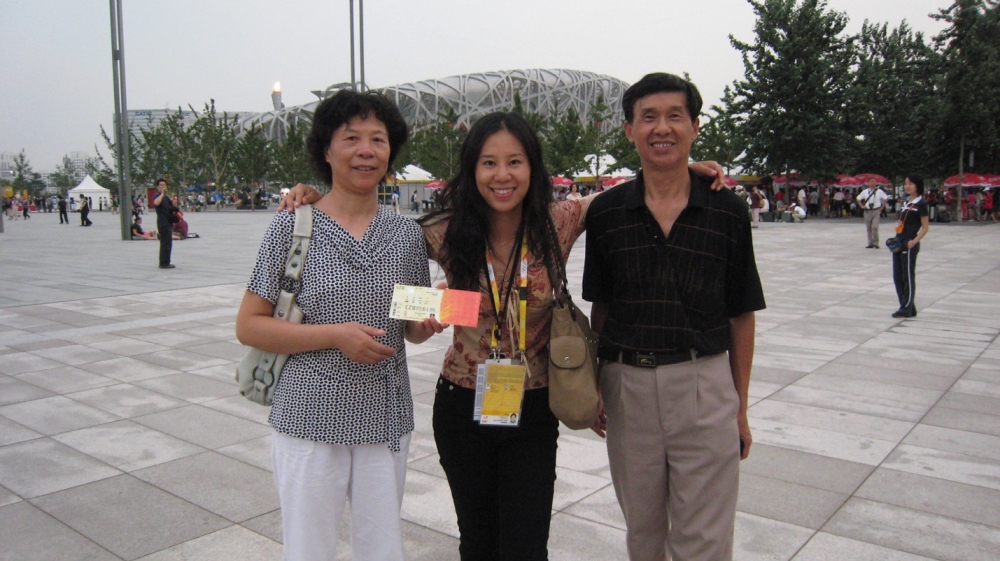 DO NOT USE: Bo and parents in Beijing in 2008 before seeing an Olympic game.