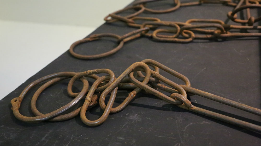 Examples of shackles worn by political prisoners in Myanmar [Victoria Milko/Al Jazeera]