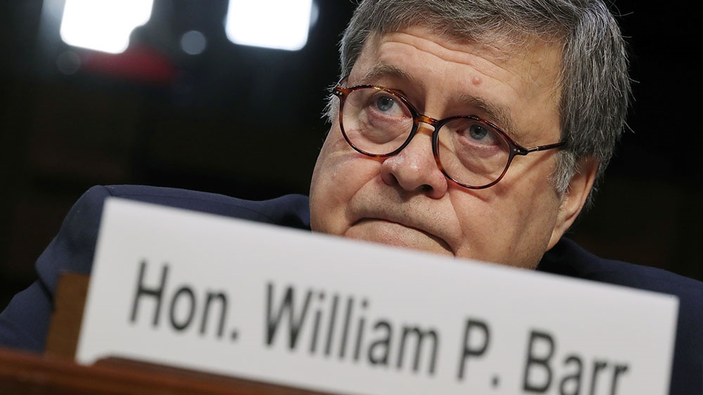 William Barr reacts while testifying before a Senate Judiciary Committee hearing on his nomination to be attorney general of the United States [Jonathan Ernst/Reuters]