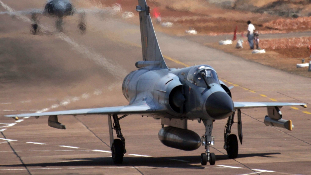 Two Mirage 2000-D aircrafts of Indian Air Force are seen on the runway during the India-France joint air exercise Garuda III at Kalaikunda air base, about 135 kilometer (84 miles) west of Calcutta, In