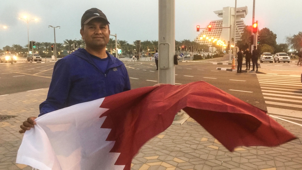 Arjun welcomes the Asian Cup champions home [Linah Alsaafin/Al Jazeera] 