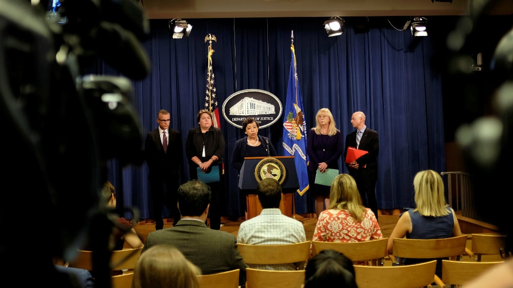 US officials reveal the US was seeking the forfeiture and recovery of more than $1bn in assets misappropriated from 1MDB in Washington in July 2016 [James Lawler Duggan/Reuters]