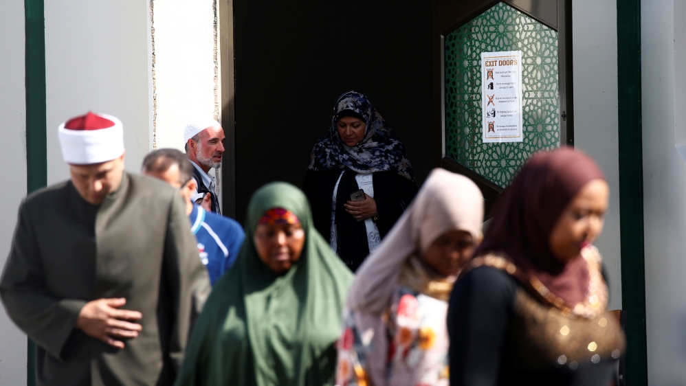 The Al Noor mosque was reopened to worshippers and members of the public on Saturday [Edgar Su/Reuters]