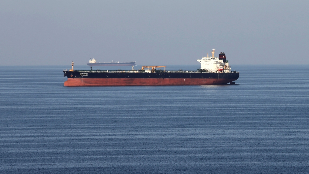 Oil tankers pass through the Strait of Hormuz