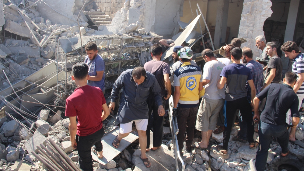 The White Helmets rescue group said one of its volunteers was killed during the raids