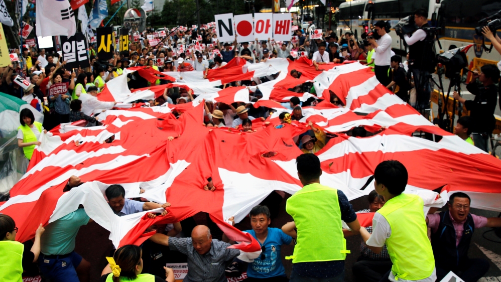 South Korea protest against Japan high tech export curbs