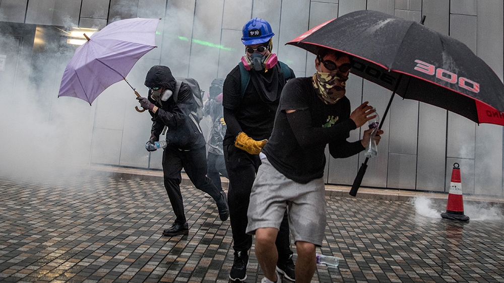 HONG KONG - AUGUST 25: Protesters clash with police after an anti-government rally in Tsuen Wan district on August 25, 2019 in Hong Kong, China. Pro-democracy protesters have continued rallies on the