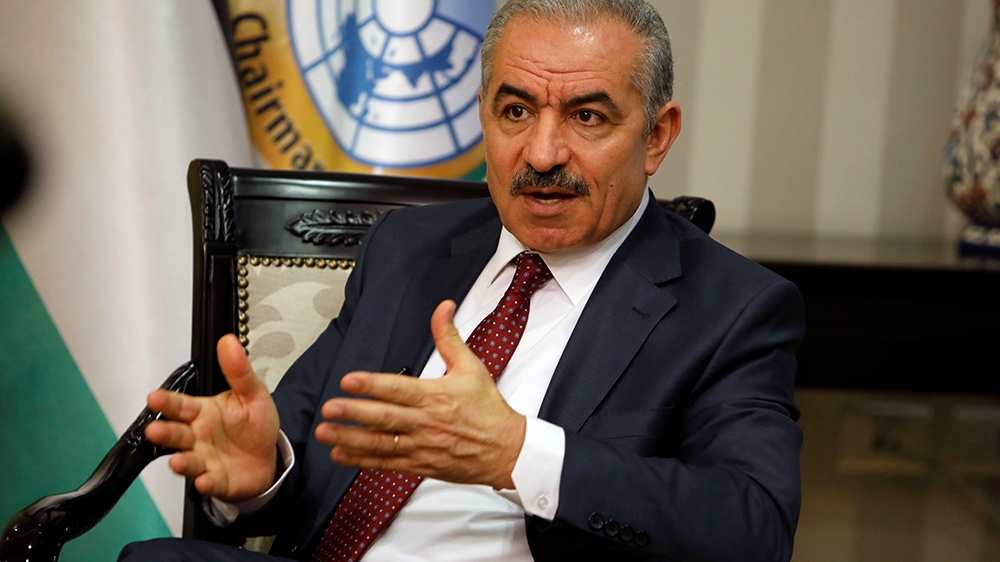 Palestinian Prime Minister Mohammad Shtayyeh gestures during an interview with Reuters in his office in Ramallah, in the Israeli-occupied West Bank, June 27, 2019.