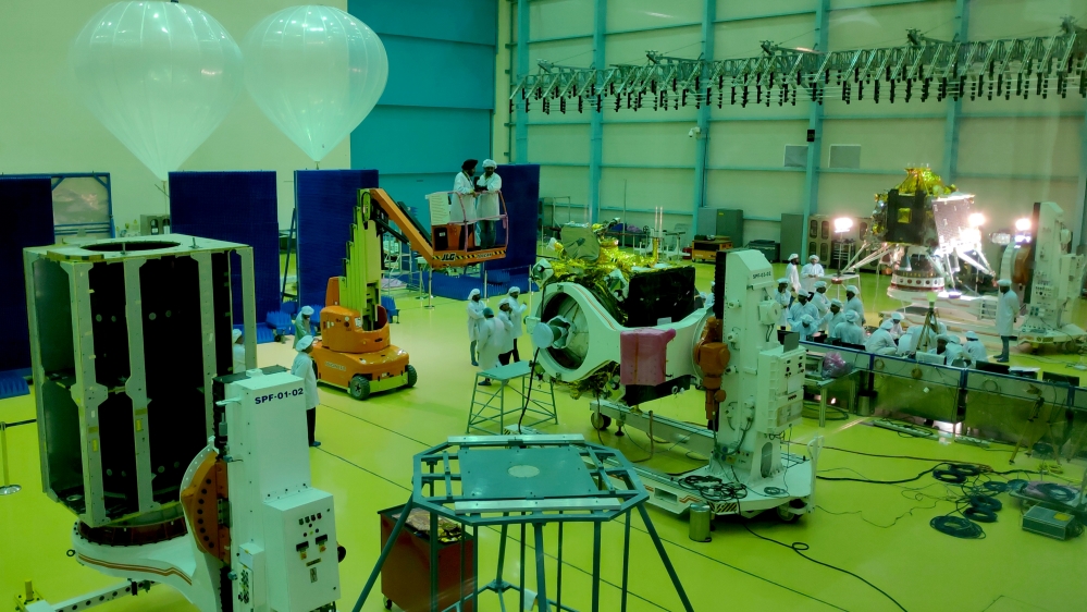Indian Space Research Organization (ISRO) scientists work on various modules of lunar mission Chandrayaan-2 at ISRO Satellite Integration and Test Establishment (ISITE) in Bengaluru