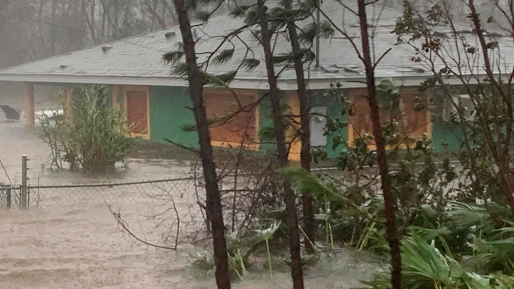Rain brought on by Hurricane Dorian continues to pour in Freeport, Bahamas