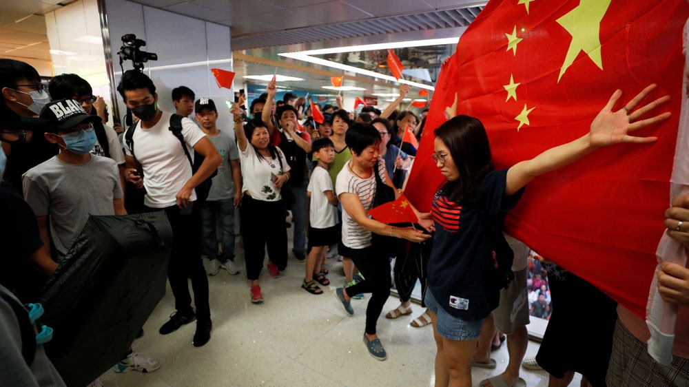 Tensions came to a head at the Amoy Plaza shopping mall in Kowloon Bay