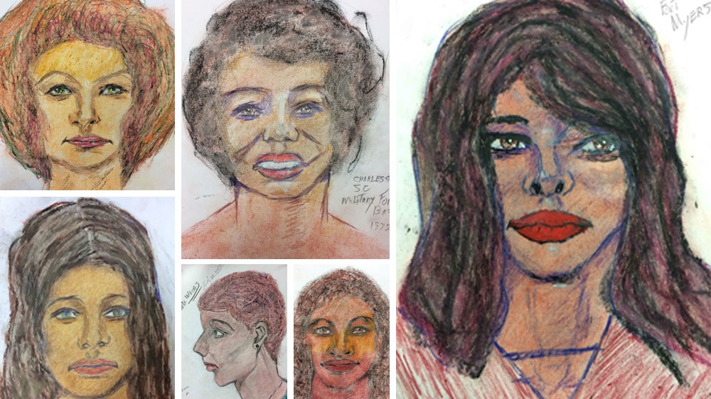 Drawings released by the FBI by Samuel Little of what he says are his victims