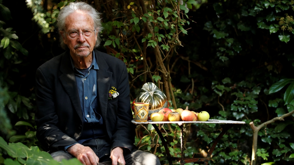 Austrian author Peter Handke, winner of the 2019 Nobel Prize in Literature, poses in his house in Chaville