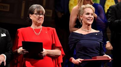 In 2018, Frances H Arnold (right) became one of only five women to have won the Nobel Prize in chemistry. Donna Strickland (left) won the Nobel Prize for physics the same year