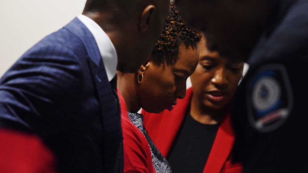 Botham Jean’s family arrives on the first day of the trial against former Dallas police officer Amber Guyger
