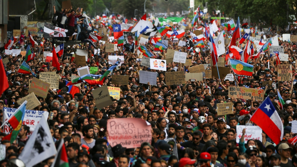 Protest against Chile's state economic model in Santiago
