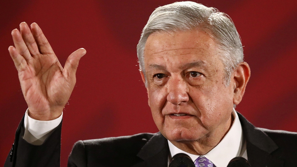 Mexico''s President Andres Manuel Lopez Obrador gestures as he holds a news conference at the National Palace in Mexico City, Mexico, November 13, 2019