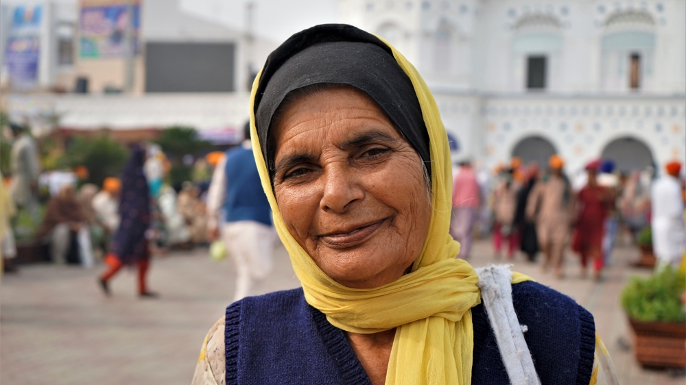 Paulkaur Singh, 66, is a Sikh pilgrim who came alone from India to mark Guru Nanak's 550th birth anniversary