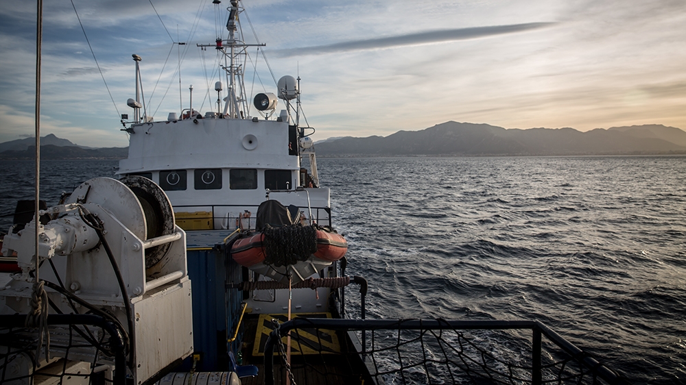The Alan Kurdi, operated by German charity Sea-Eye, sailing out of the port of Palermo